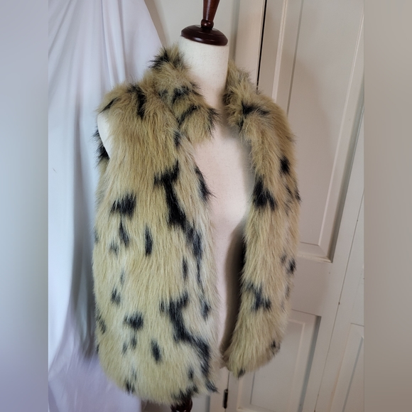 Faux Fur Leopard Vest sz Small New Directions - Picture 3 of 16